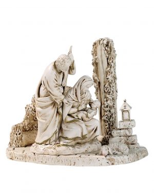 Nativity scene on ruins color ivory cm 16x18 resin
